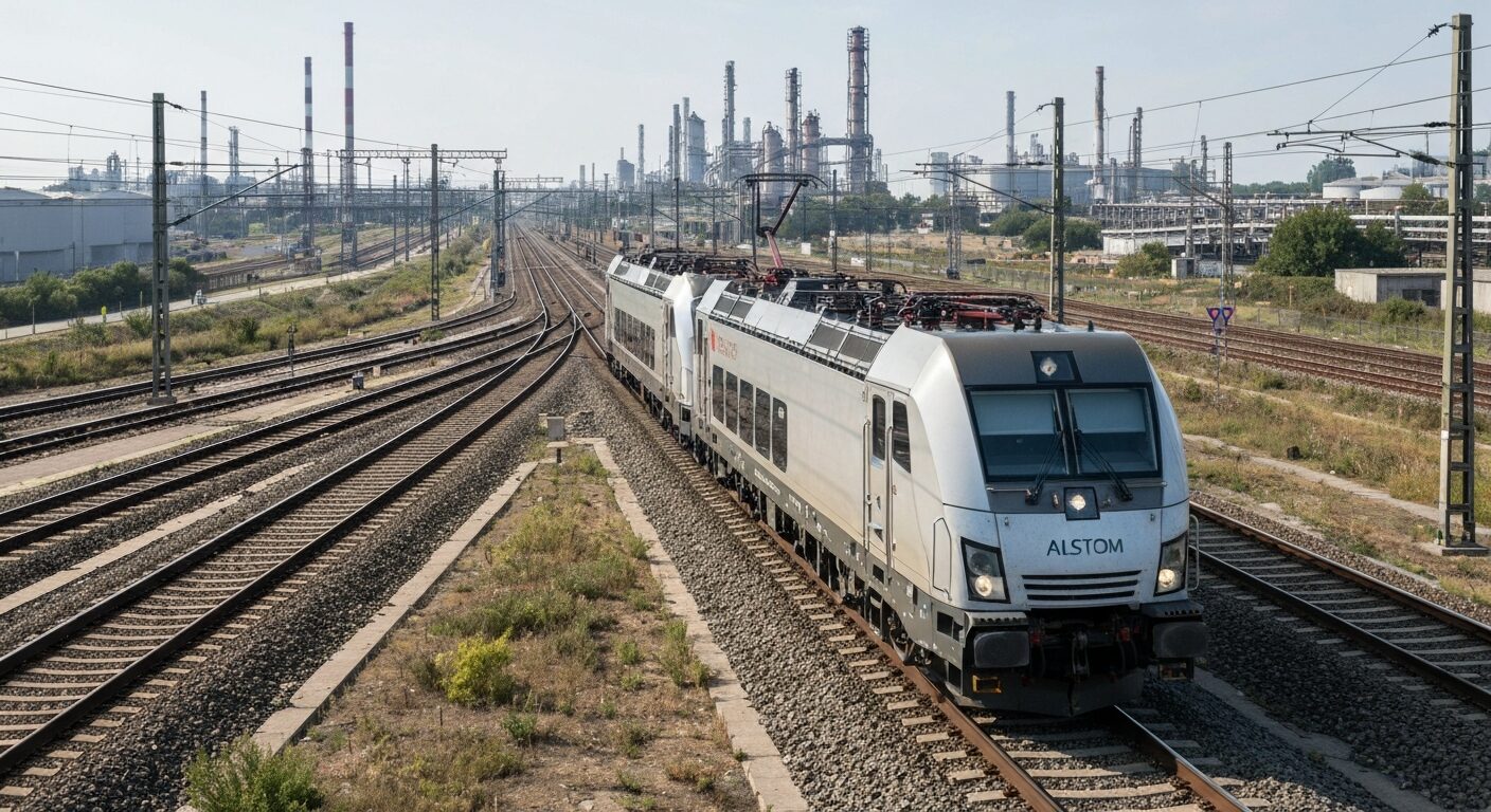 Alstom Traxx 3 MS locomotive for CFL Cargo on a rail track.