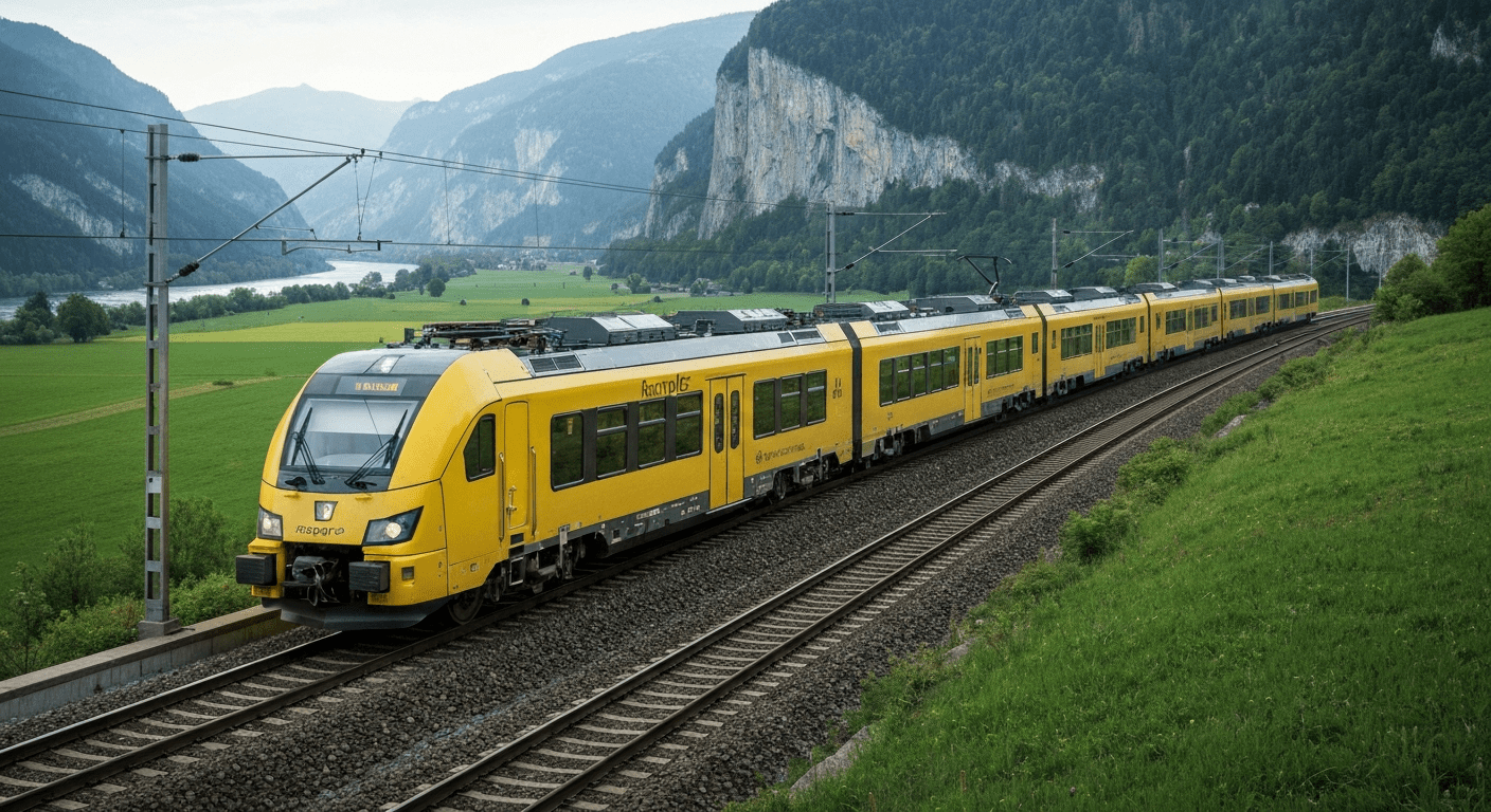 Modern RegioJet train on a scenic European route, showcasing new dual-system locomotives