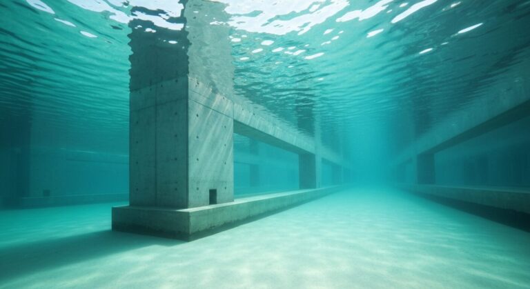 First section of the Fehmarnbelt tunnel submerged underwater.