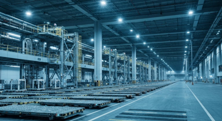High-tech cargo terminal at Shanghai Pudong Airport showcasing automated logistics and modern design.