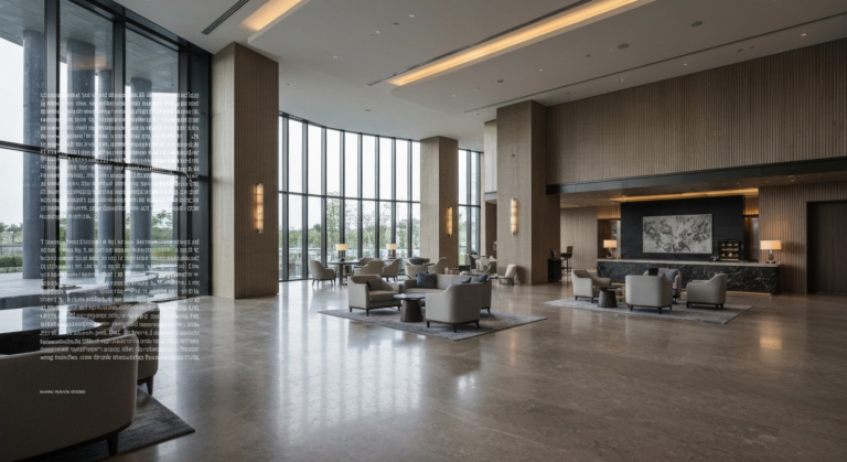 Elegant, modern luxury hotel lobby interior with sophisticated design and premium finishes, ready for discerning travelers.